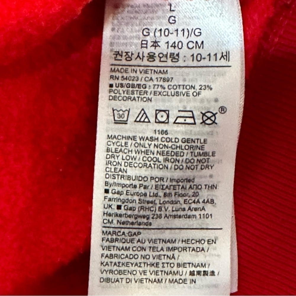 Kids Gap Logo Zip Hoodie red boys large - Picture 6 of 10